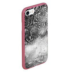 Чехол iPhone 7/8 матовый Серый лёд и снежинки, цвет: 3D-малиновый — фото 2
