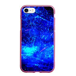 Чехол iPhone 7/8 матовый Синий лёд и снежинки, цвет: 3D-малиновый