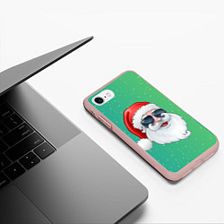 Чехол iPhone 7/8 матовый Дед Мороз в очках, цвет: 3D-светло-розовый — фото 2