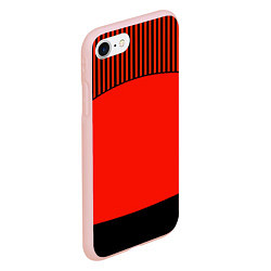Чехол iPhone 7/8 матовый Оранжево черный комбинированный узор в полоску, цвет: 3D-светло-розовый — фото 2