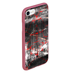 Чехол iPhone 7/8 матовый Красные узоры, цвет: 3D-малиновый — фото 2