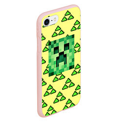 Чехол iPhone 7/8 матовый Minecraft creeper game, цвет: 3D-светло-розовый — фото 2