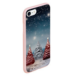 Чехол iPhone 7/8 матовый Волшебство зимней природы иней на деревьях, цвет: 3D-светло-розовый — фото 2