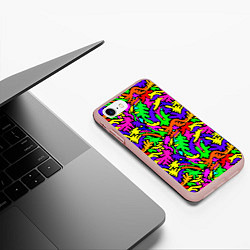Чехол iPhone 7/8 матовый Яркие цветные каракули, цвет: 3D-светло-розовый — фото 2