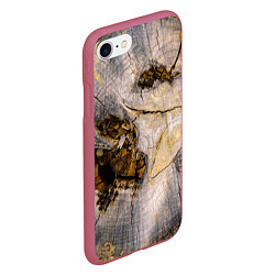 Чехол iPhone 7/8 матовый Текстура пня сосны, цвет: 3D-малиновый — фото 2