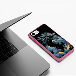 Чехол iPhone 7/8 матовый Крылатый властитель символ года 2024, цвет: 3D-малиновый — фото 2