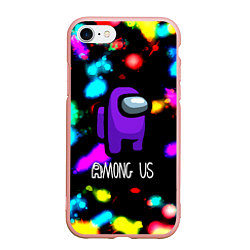 Чехол iPhone 7/8 матовый Among us blink neon, цвет: 3D-светло-розовый