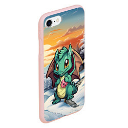 Чехол iPhone 7/8 матовый Милый дракончик зеленый, цвет: 3D-светло-розовый — фото 2