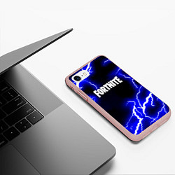 Чехол iPhone 7/8 матовый Fortnite шторм молнии неон, цвет: 3D-светло-розовый — фото 2