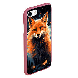 Чехол iPhone 7/8 матовый Fox in the forest, цвет: 3D-малиновый — фото 2