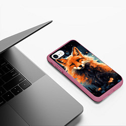 Чехол iPhone 7/8 матовый Fox in the forest, цвет: 3D-малиновый — фото 2