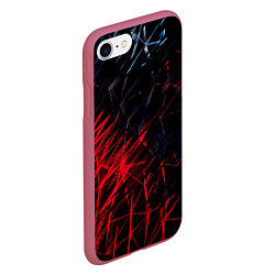 Чехол iPhone 7/8 матовый Красно чёрные узоры, цвет: 3D-малиновый — фото 2