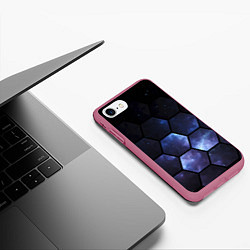Чехол iPhone 7/8 матовый Космические соты - геометрия, цвет: 3D-малиновый — фото 2