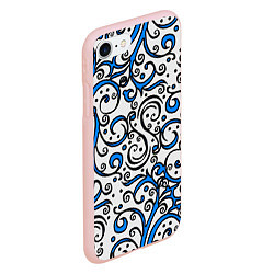 Чехол iPhone 7/8 матовый Синие кружевные узоры, цвет: 3D-светло-розовый — фото 2