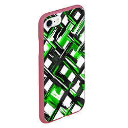 Чехол iPhone 7/8 матовый Зелёные и чёрные мазки, цвет: 3D-малиновый — фото 2