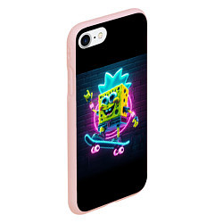 Чехол iPhone 7/8 матовый Sponge Bob on a skateboard, цвет: 3D-светло-розовый — фото 2