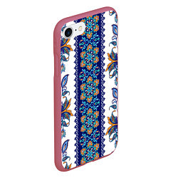 Чехол iPhone 7/8 матовый Цветочный этнический орнамент, цвет: 3D-малиновый — фото 2