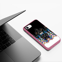 Чехол iPhone 7/8 матовый Узор цветочный сказочный, цвет: 3D-малиновый — фото 2