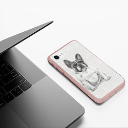 Чехол iPhone 7/8 матовый Французский бульдог грустинка, цвет: 3D-светло-розовый — фото 2