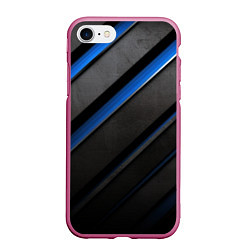 Чехол iPhone 7/8 матовый Black blue lines