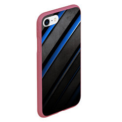 Чехол iPhone 7/8 матовый Black blue lines, цвет: 3D-малиновый — фото 2