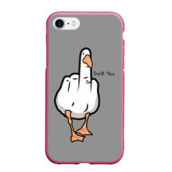 Чехол iPhone 7/8 матовый Duck you, цвет: 3D-малиновый