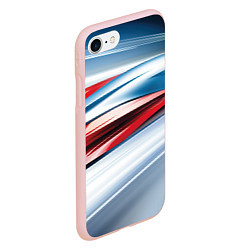 Чехол iPhone 7/8 матовый Белая синяя красная абстракция, цвет: 3D-светло-розовый — фото 2