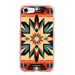 Чехол iPhone 7/8 матовый Орнамент в стиле американских индейцев, цвет: 3D-светло-розовый