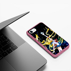 Чехол iPhone 7/8 матовый Сейлор Мун - космос, цвет: 3D-малиновый — фото 2