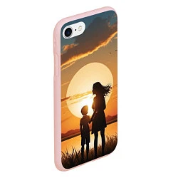 Чехол iPhone 7/8 матовый Мать и дитя на закате, цвет: 3D-светло-розовый — фото 2