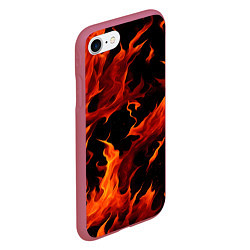 Чехол iPhone 7/8 матовый Пламя в темноте, цвет: 3D-малиновый — фото 2