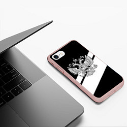 Чехол iPhone 7/8 матовый Россия спорт полосы герб, цвет: 3D-светло-розовый — фото 2