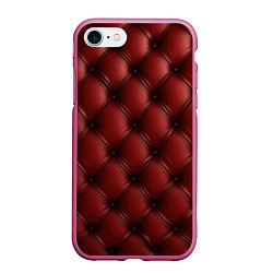 Чехол iPhone 7/8 матовый Бордовая кожаная текстура, цвет: 3D-малиновый