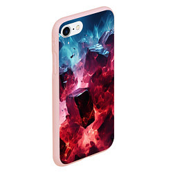Чехол iPhone 7/8 матовый Кубы в красном и фиолетовом дыме, цвет: 3D-светло-розовый — фото 2