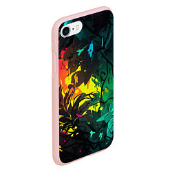 Чехол iPhone 7/8 матовый Яркие разноцветные абстрактные листья, цвет: 3D-светло-розовый — фото 2