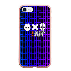 Чехол iPhone 7/8 матовый Любовь смерть и роботы неон, цвет: 3D-светло-розовый