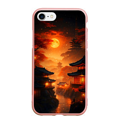 Чехол iPhone 7/8 матовый Мрачная япония - пейзаж, цвет: 3D-светло-розовый