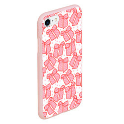 Чехол iPhone 7/8 матовый Узор с розовыми бантами в горошек, цвет: 3D-светло-розовый — фото 2