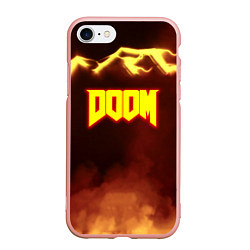 Чехол iPhone 7/8 матовый Doom storm огненное лого, цвет: 3D-светло-розовый