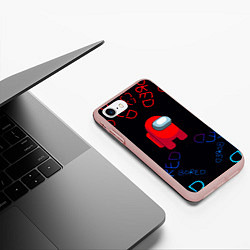 Чехол iPhone 7/8 матовый Амонг ас bored neon, цвет: 3D-светло-розовый — фото 2