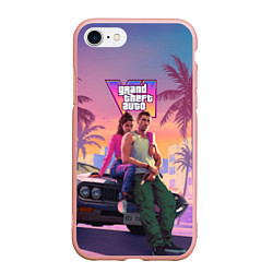 Чехол iPhone 7/8 матовый Главные герои gta 6, цвет: 3D-светло-розовый