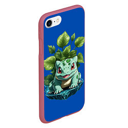 Чехол iPhone 7/8 матовый Бульбазавр покемон, цвет: 3D-малиновый — фото 2