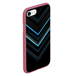 Чехол iPhone 7/8 матовый Голубые геометрические неоновые полосы, цвет: 3D-малиновый — фото 2