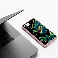 Чехол iPhone 7/8 матовый Japanese irezumi - dragon, цвет: 3D-светло-розовый — фото 2