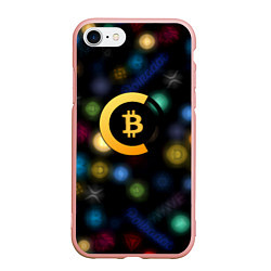 Чехол iPhone 7/8 матовый Bitcoin logo criptomoney, цвет: 3D-светло-розовый
