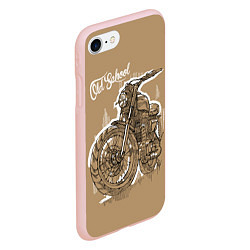 Чехол iPhone 7/8 матовый Старая школа мотоцикл, цвет: 3D-светло-розовый — фото 2