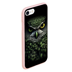Чехол iPhone 7/8 матовый Зелено черная сова, цвет: 3D-светло-розовый — фото 2