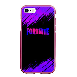 Чехол iPhone 7/8 матовый Fortnite epic games neon, цвет: 3D-малиновый