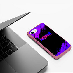 Чехол iPhone 7/8 матовый Fortnite epic games neon, цвет: 3D-малиновый — фото 2