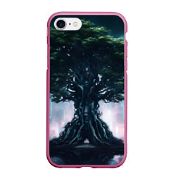 Чехол iPhone 7/8 матовый Великое древо в стиле киберпанк, цвет: 3D-малиновый